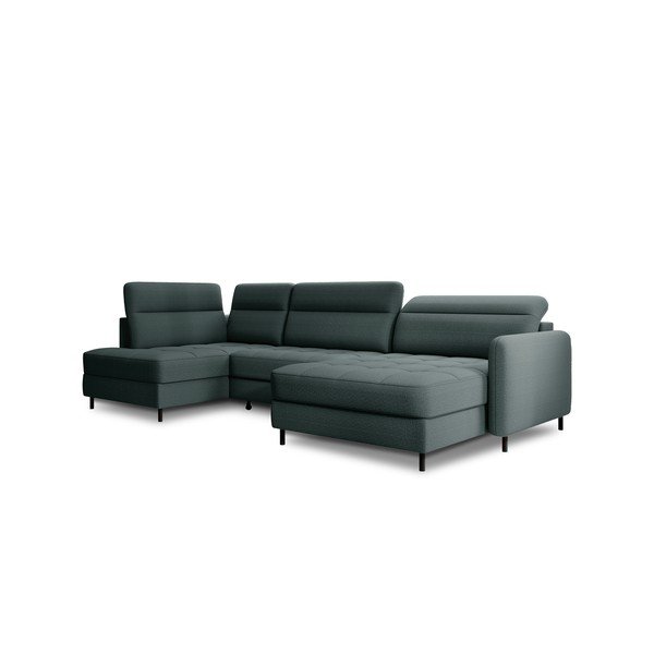 Colțar verde extensibil/cu spațiu de depozitare cu tapițerie din catifea (cu colț pe partea stângă/în formă de "U") Berrto – ELTAP-image-2