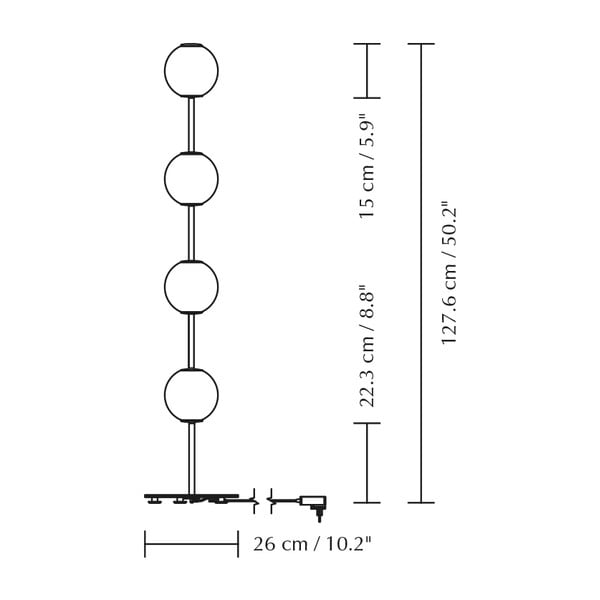 Lampadar alămiu LED cu intensitate reglabilă cu abajur din sticlă (înălțime 128 cm) Audrey Floor – UMAGE-image-4
