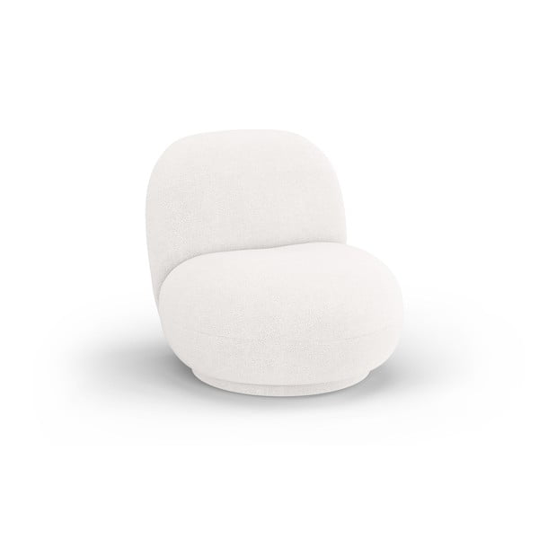 Fotoliu alb cu tapițerie din stofă bouclé Chuck – Micadoni Home