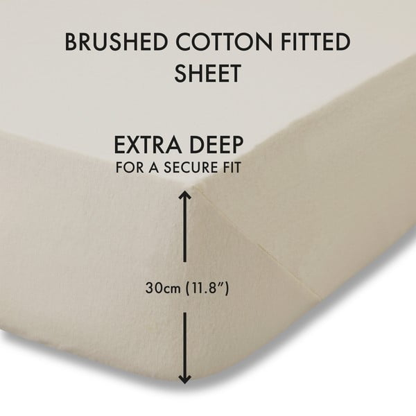 Cearceaf bej din bumbac 90x190 cm – Catherine Lansfield-image-3