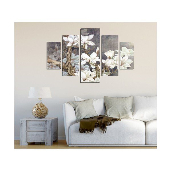 Tablou din mai multe piese White Blossom, 92 x 56 cm-image-1