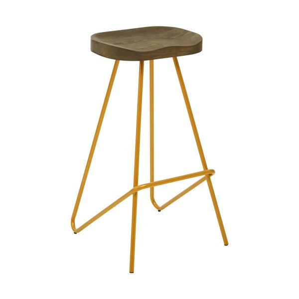 Scaun de bar auriu/în culoare naturală din lemn de ulm (înălțime șezut 78 cm) District – Premier Housewares