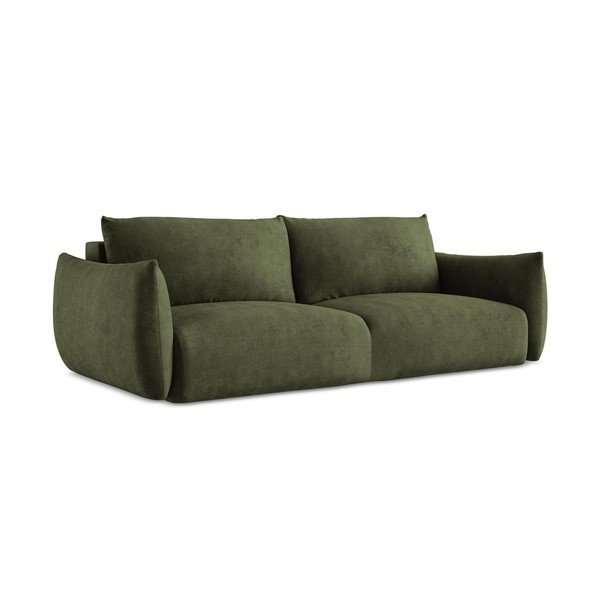 Canapea verde extensibilă cu tapițerie din chenille 230 cm Leila – Makamii-image-2