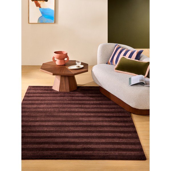 Covor burgundy țesut manual din fibre reciclate 160x230 cm Connor – MADE-image-1