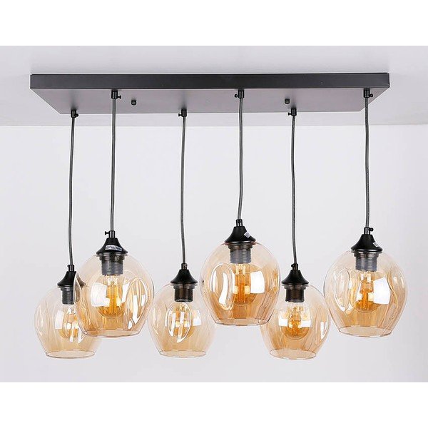 Lustră neagră cu abajur din sticlă 33x67 cm Aspa – Candellux Lighting-image-4