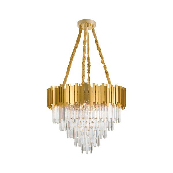 Lustră aurie din metal cu abajur din cristal ø 73 cm Grane – Nova Luce