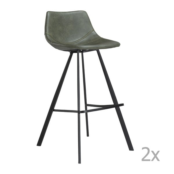 Set 2 scaune bar cu structură metalică neagră DAN-FORM Pitch, verde