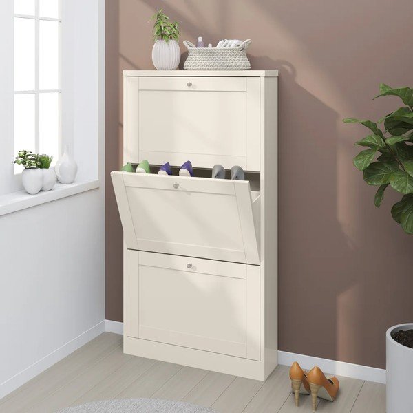 Pantofar bej cu deschidere înclinată cu aspect mat 70x130x19 cm Heide – Støraa-image-1
