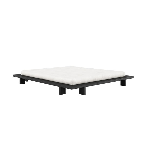 Pat dublu negru din lemn de pin cu grilă 180x200 cm Japan - Karup Design-image-3