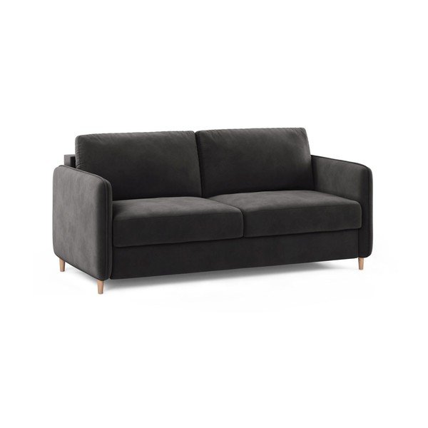 Canapea gri închis pentru dormitul zilnic cu tapițerie din catifea 184 cm – Micadoni -image-2