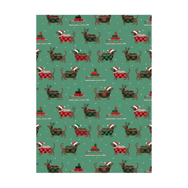 5 coli de hârtie de împachetat eleanor stuart Christmas Dogs, 50 x 70 cm