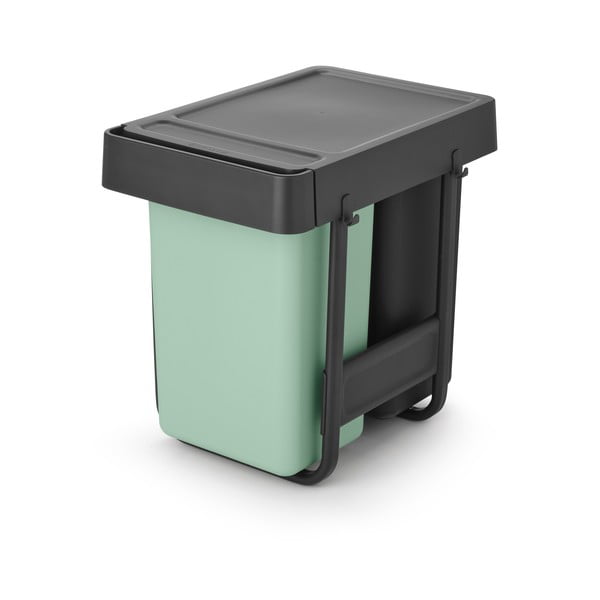 Coș de gunoi verde mentă/gri închis de reciclat/ încorporat din plastic 30 l Sort&Go – Brabantia-image-4