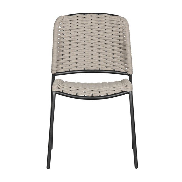 Scaune de grădină negre/bej 2 buc. din metal Taku – Exotan-image-2