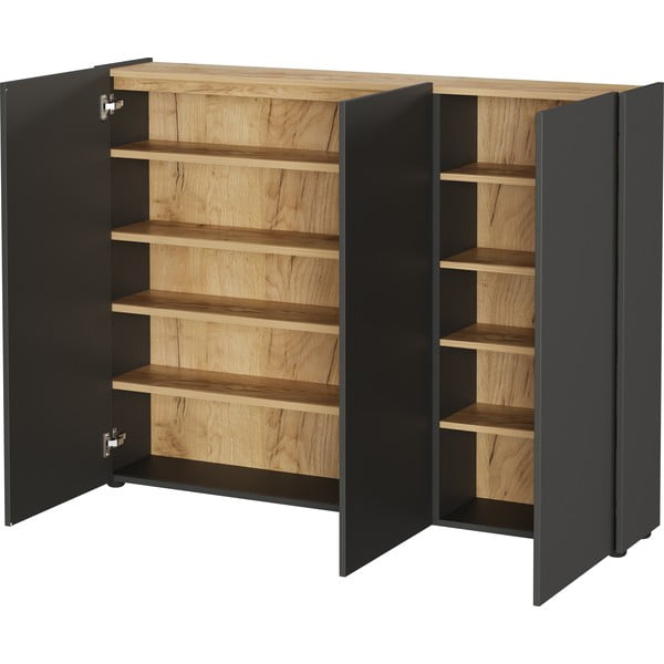 Dulap gri antracit cu aspect de lemn de stejar 138x105x25 cm Libbiano – Germania-image-2