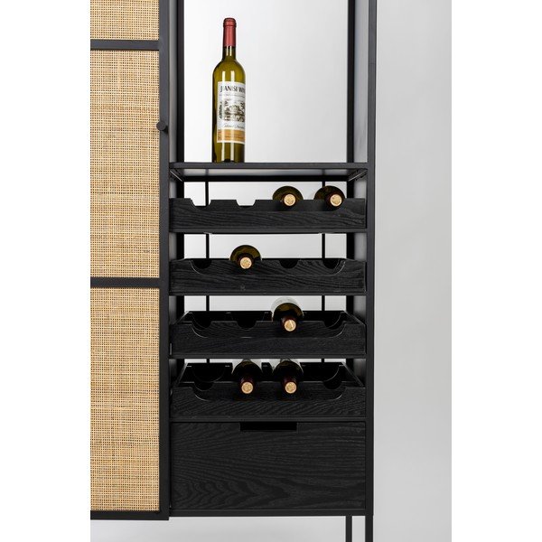 Dulap vinotecă din ratan negru pentru 16 sticle, 80x175 cm Guuji - White Label-image-4