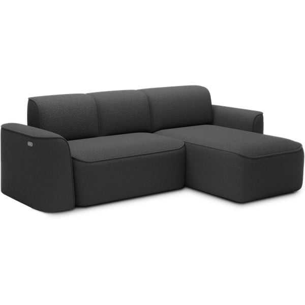 Colțar gri antracit cu tapițerie din țesătură bouclé (cu colț pe partea dreaptă/cu șezlong) Ume – ELTAP-image-2