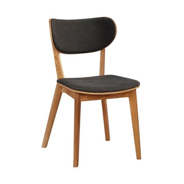 Scaun de dining din lemn de stejar cu șezut negru Rowico Cato, maro