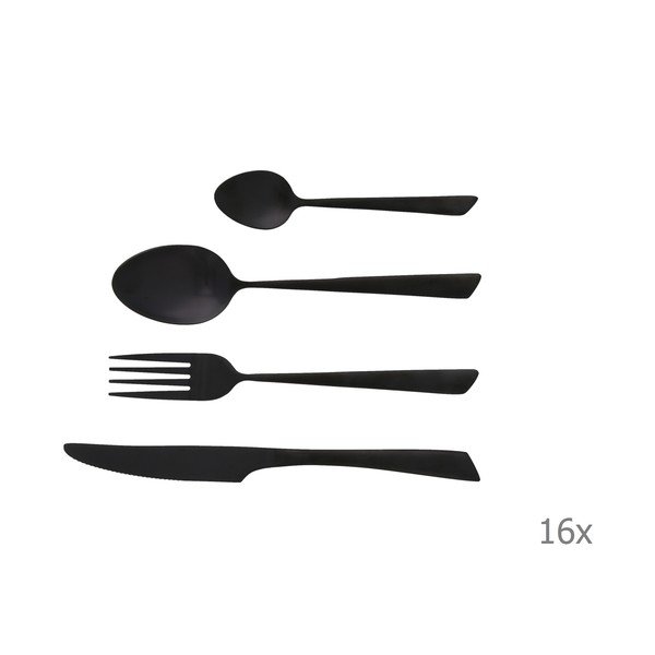 Set 16 tacâmuri în cutie pentru cadou Jean Dubost Delta Black, negru