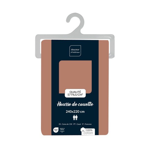 Husă de pilotă somon din bumbac pentru pat dublu/extinsă 240x220 cm Lina – douceur d'intérieur-image-2