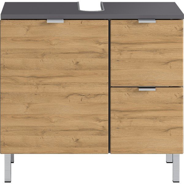 Dulap sub chiuvetă în decor de stejar Germania Mauresa, lățime 60 cm-image-2