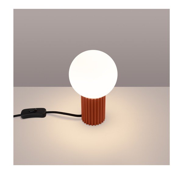 Veioză portocalie cu abajur din sticlă (înălțime 19 cm) Orbital – Sollux-image-1