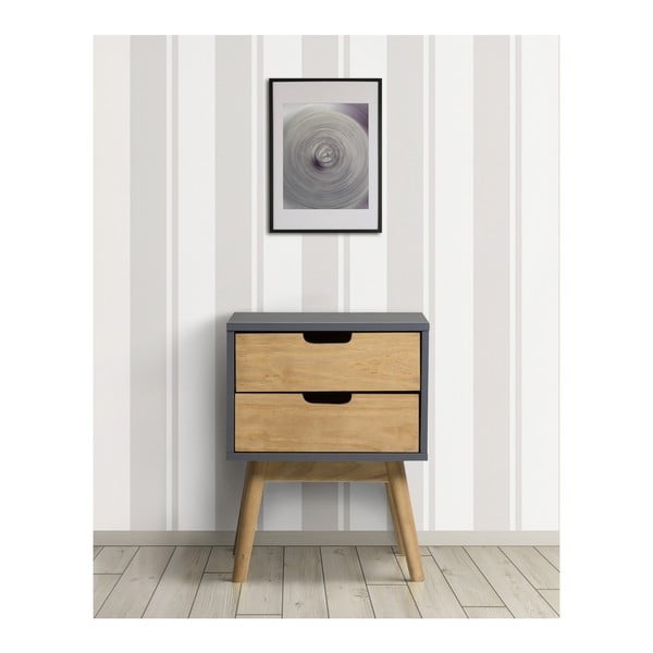 Noptieră din lemn masiv de pin Marckeric Baku, gri-maro-image-4