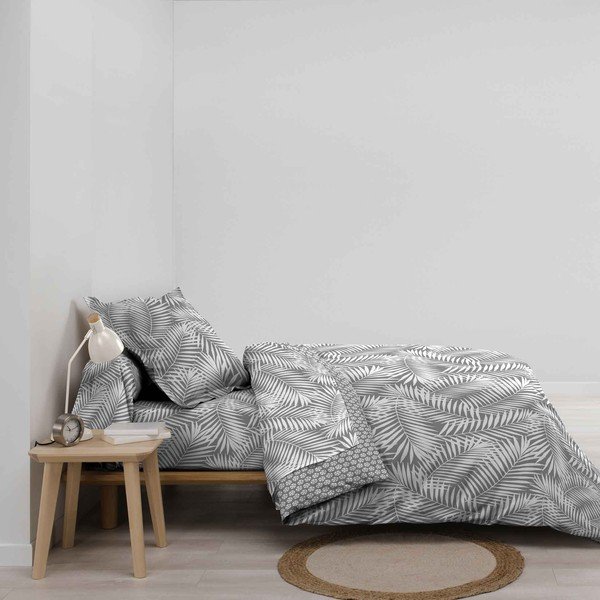 Husă de pilotă gri din bumbac pentru pat de o persoană 140x200 cm Botania – douceur d'intérieur-image-1