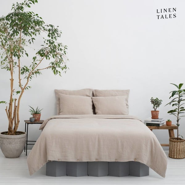 Lenjerie de pat crem din fibre de cânepă pentru pat de o persoană/extinsă 165x220 cm – Linen Tales