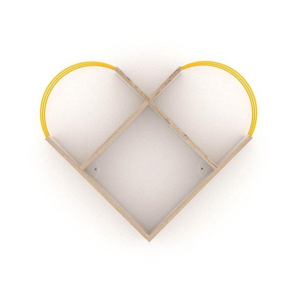 Etajeră suspendată cu aspect de lemn de stejar și detalii galbene Marly-image-2