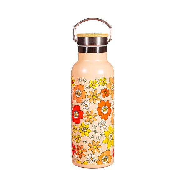 Sticlă pentru copii portocalie din oțel inoxidabil 500 ml 70s Floral - Sass & Belle