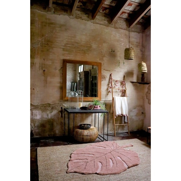 Covor pentru copii roz lavabil/țesut manual din bumbac 120x180 cm Monstera Vintage Nude – Lorena Canals-image-3