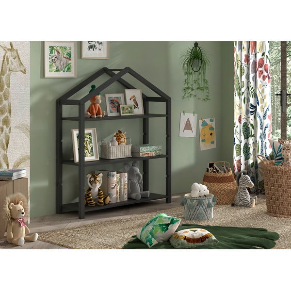 Bibliotecă de copii gri antracit din lemn de pin 111x141x40 cm Dallas – Vipack-image-1