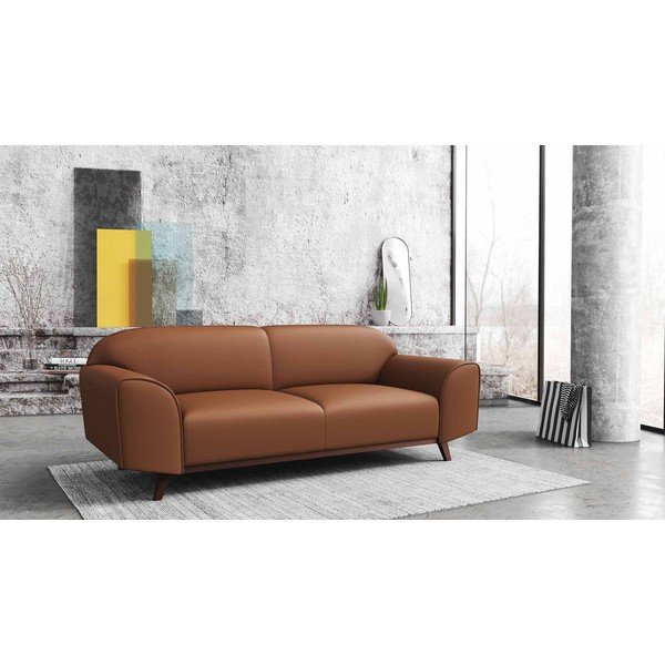 Canapea maro coniac cu tapițerie din piele 193 cm Nesbo – MESONICA-image-1