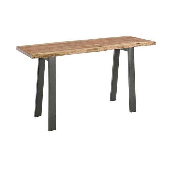 Masă consolă neagră/în culoare naturală cu blat din lemn de acacia 45x130 cm Aron – Bizzotto-image-2
