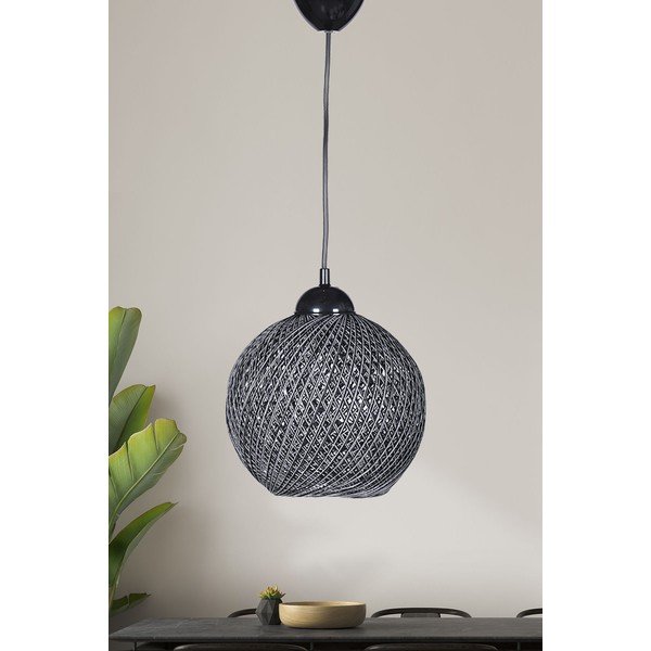 Lustră neagră/gri cu abajur textil ø 22 cm – Opviq lights-image-1