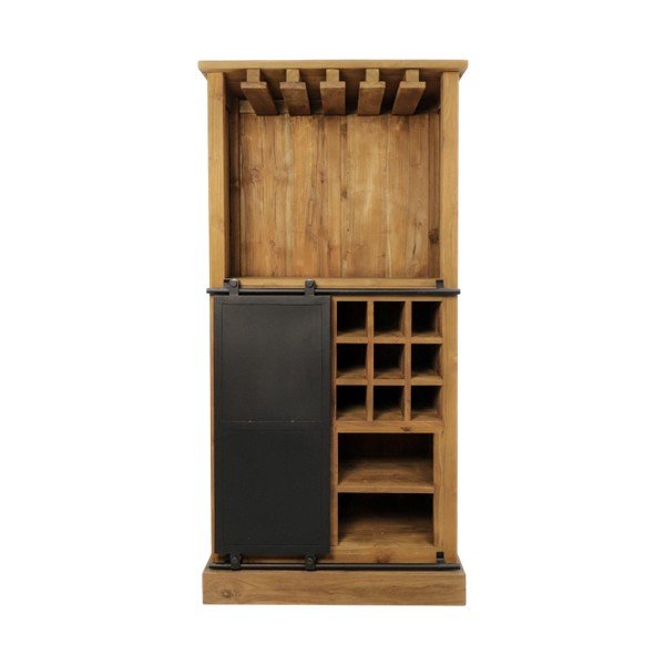 Dulap vinotecă negru din lemn de tec număr sticle 18, 84x177 cm Blackburn - HSM collection-image-2