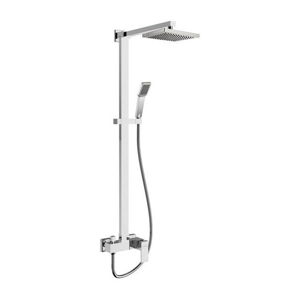 Set de duș argintiu lucios din alamă 118 cm cu baterie cu duș suspendat/cu duș de mână Latus – Sapho