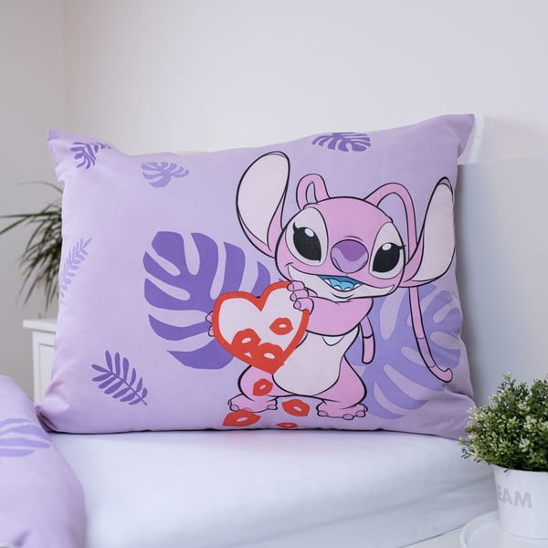 Lenjerie de pat pentru copii mov din bumbac pentru pat de o persoană 140x200 cm Lilo and Stitch "Kiss" – Jerry Fabrics-image-3