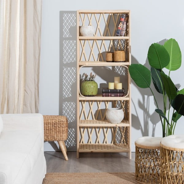 Bibliotecă în culoare naturală din bambus 64x171 cm Ratán – Ixia-image-2