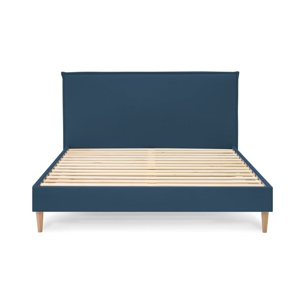Pat matrimonial 180x200 cm albastru tapițat cu somieră Sary – Bobochic Paris-image-3
