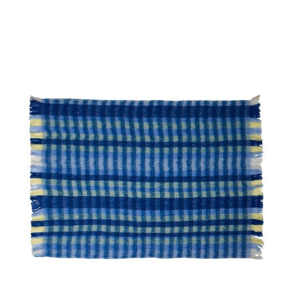 Pătură albastră din amestesc de lână 140x200 cm Loom – Hübsch