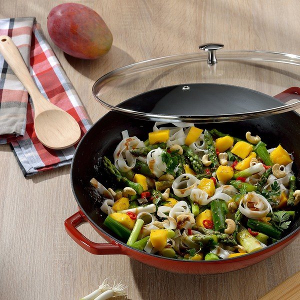 Tigaie WOK din fontă Kela Calido, ø 36 cm, roșu-image-1