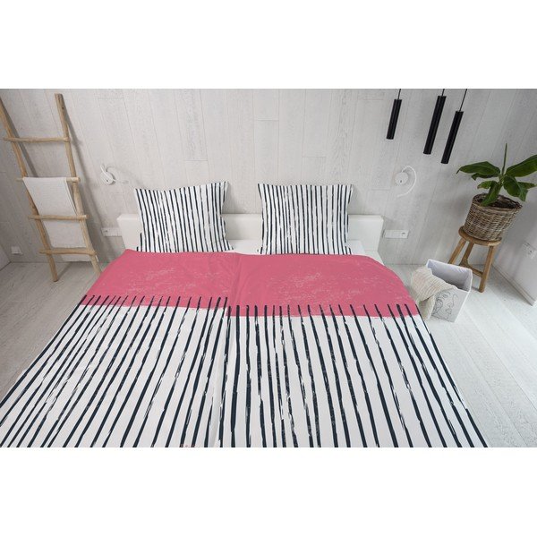 Lenjerie de pat din bumbac satinat pentru pat de o persoană 140x200 cm Black Stripes in Colors – Butter Kings-image-4