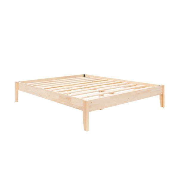 Pat matrimonial în culoare naturală din lemn de molid cu somieră 180x200 cm Galaksi – Kalune Design