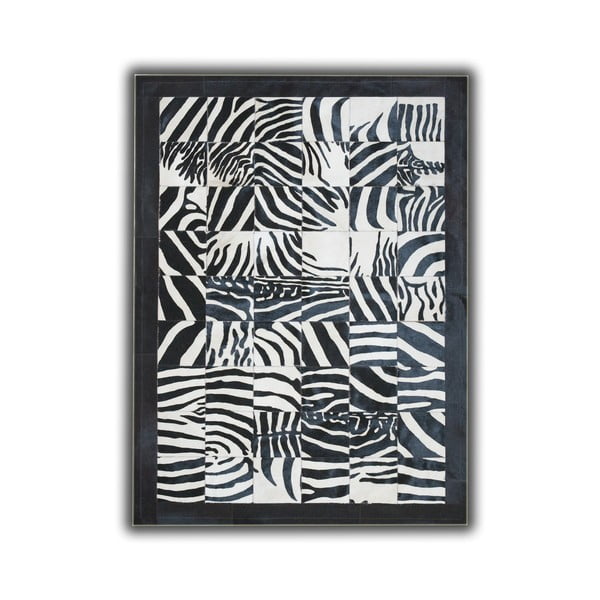 Covor din piele Zebra Border, 140x200 cm