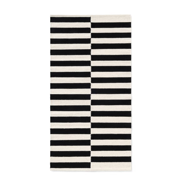 Covor negru-alb reversibil/țesut manual din lână 80x150 cm Donna – Hanse Home
