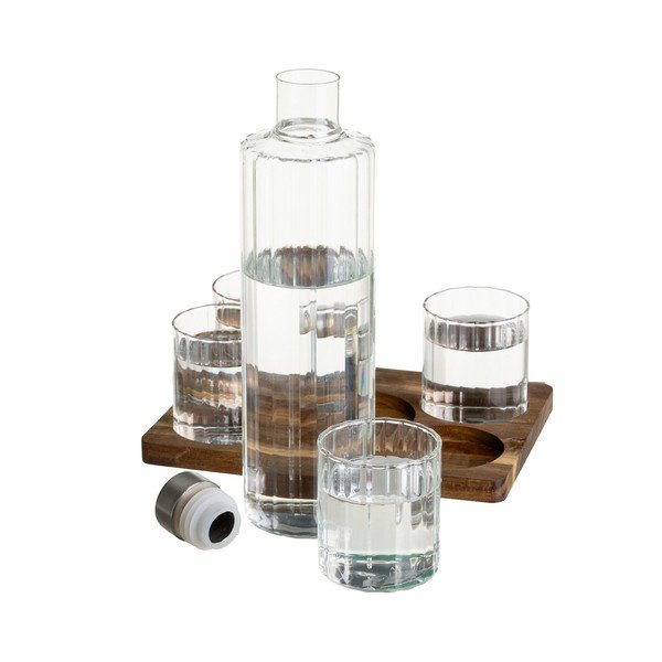 Set carafă și pahare în culoare naturală 1 l Linea Duo – Casa Selección-image-1