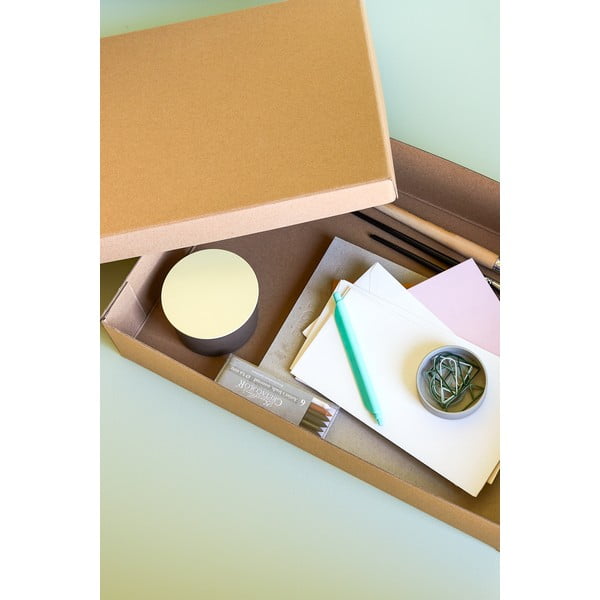 Cutii de depozitare în culoare naturală 3 buc. din carton cu capac 44x31x10 cm Storeit – Hübsch-image-1