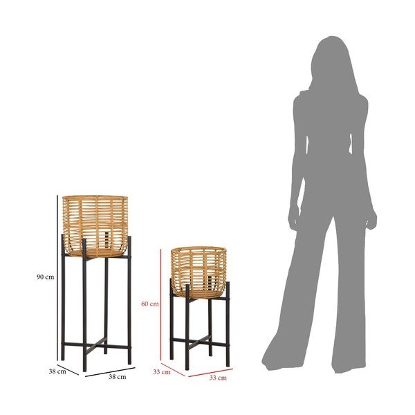 Set 2 suporturi pentru ghivece din ratan Mauro Ferretti, înălțime 90 cm-image-2