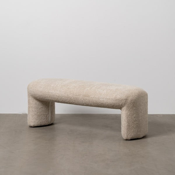 Bancă bej cu tapițerie din țesătură bouclé Suave – Ixia-image-1